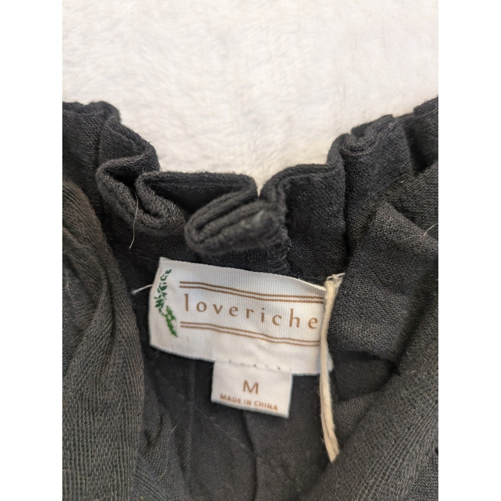 Loveriche Black Pleated Ruffle Shortall Romper Jumpsuit Women's Medium‎ NWT - Picture 3 of 8